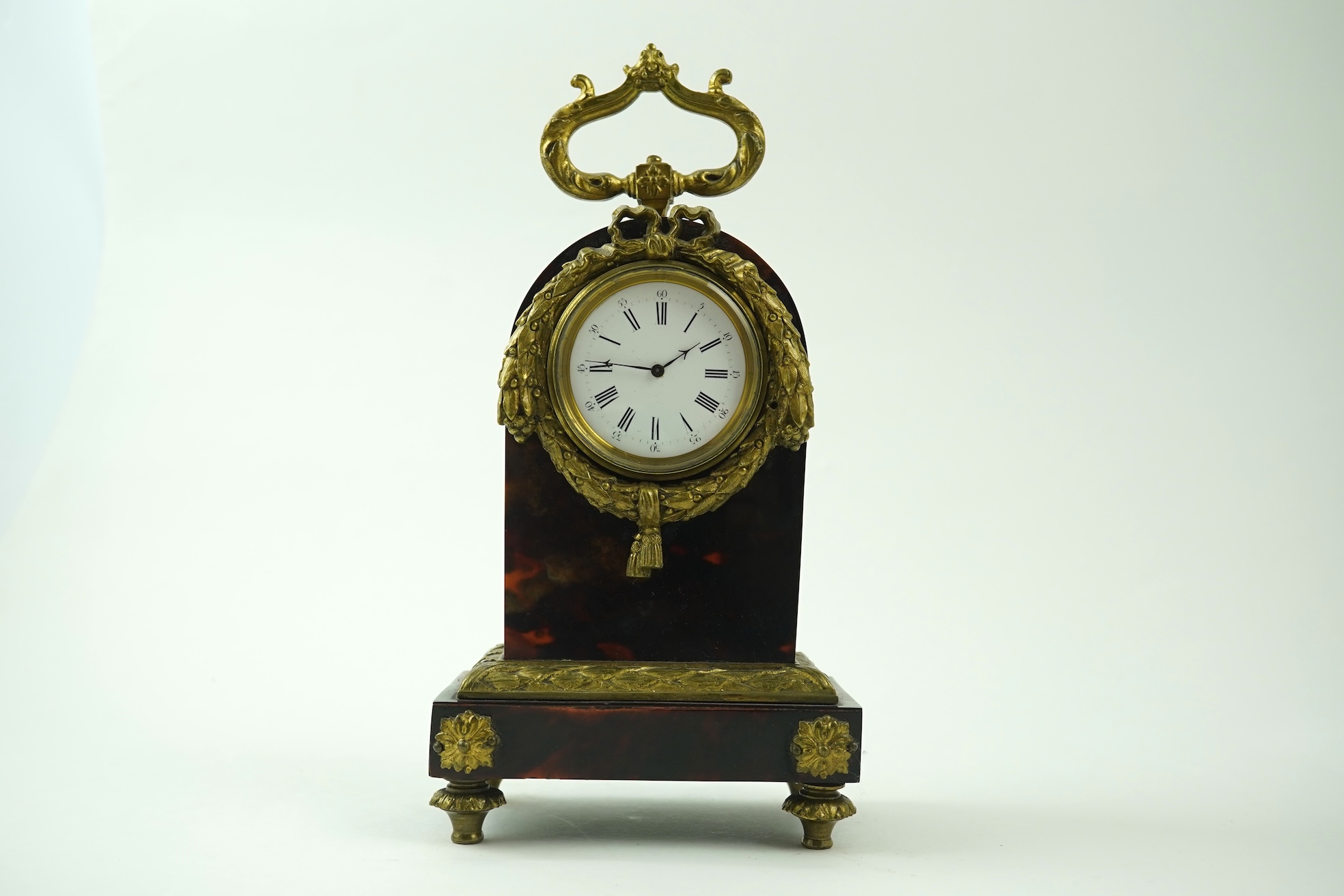 A 19th century French tortoiseshell mantel timepiece